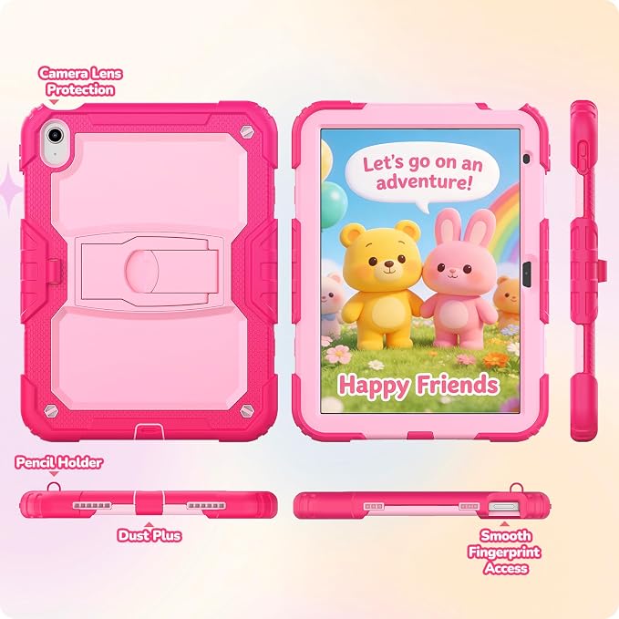 HXCASEAC Case for iPad 9th/8th/7th Generation Case Kids Boys Drop Proof | Built-in Screen Protector Pencil HolderStand Protective Silicone Shockproof Hard Rugged Black