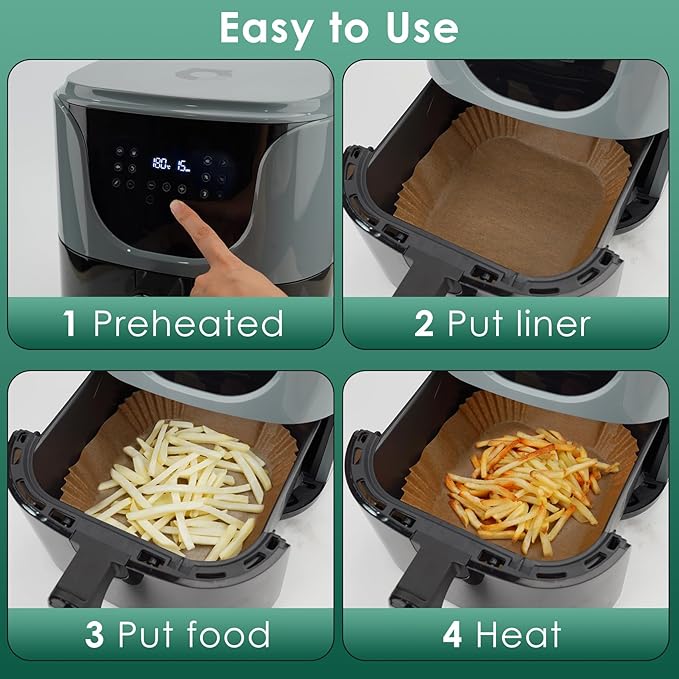 Vailnd 100Pcs Small 4.7 Inch Square Air Fryer Liners Disposable for 1-2 Qt