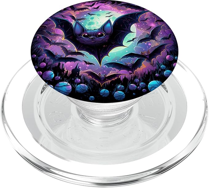 Gothic bat Spooky Bats in Front of Moon at Night PopSockets Adhesive PopGrip