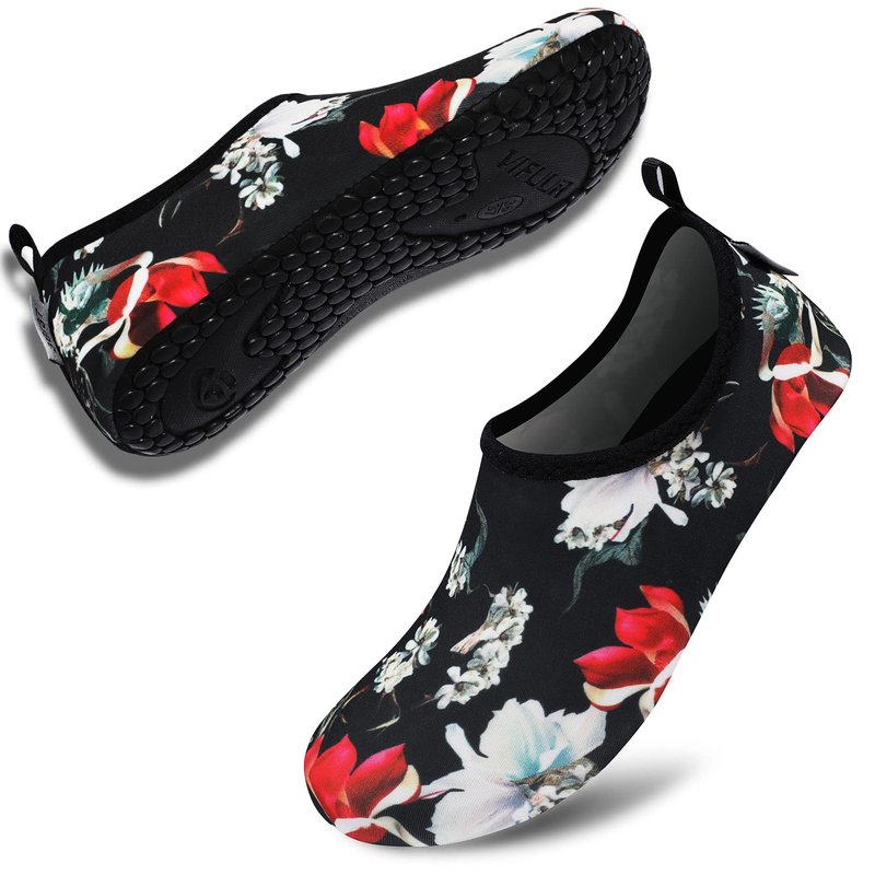 VIFUUR Water Sports Unisex Shoes Black Flower - 5.5-6.5 W US/ 4.5-5.5 M US (36-37)