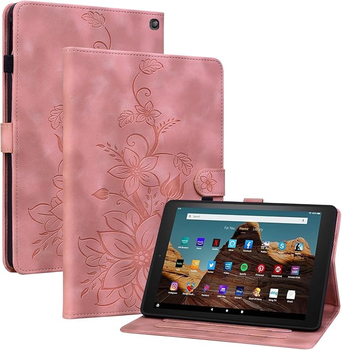 Case for All-New Amazon Fire HD 10 and 10 Plus Tablet (13th/11th Generation 2023/2021 Release) Magnetic Clasp Stand Leather Case with Pen Holder Blue