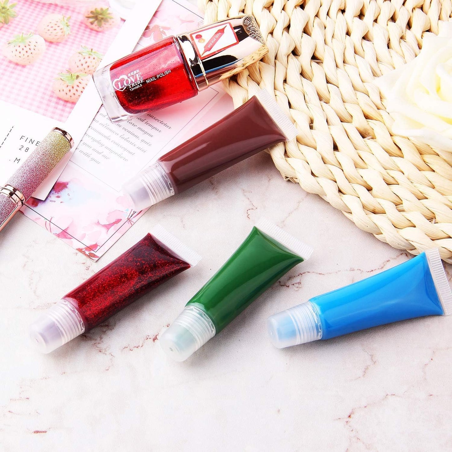 JIAKAI 10ml Mini Clear Refillable Empty Tubes Lip Gloss Balm Container，Soft Tubes Makeup Box，Shampoo Samples Empty Tubes with Screw Cover (10pcs)