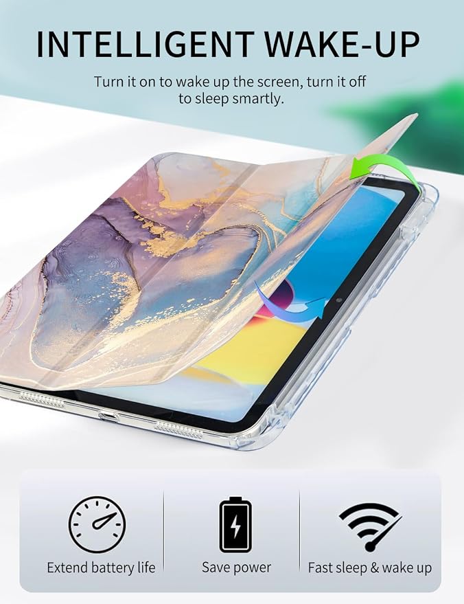 Case for iPad A16 11th/10th Generation 2025/2022 10.9 Inch Slim Trifold 10th Clear Back Transparent Cover with Pencil Holder &amp Auto Sleep/Wake Cover