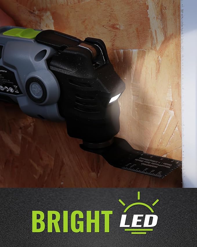 WORKPRO 20V Oscillating Tool Kit, Cordless and Brushless 19,000 RPM Orbiting Multi Tool with 6 Variable Speeds, 3.6°Oscillation Angle, 21pcs Saw Accessories, 1 Rechargeable Battery and Carrying Bag