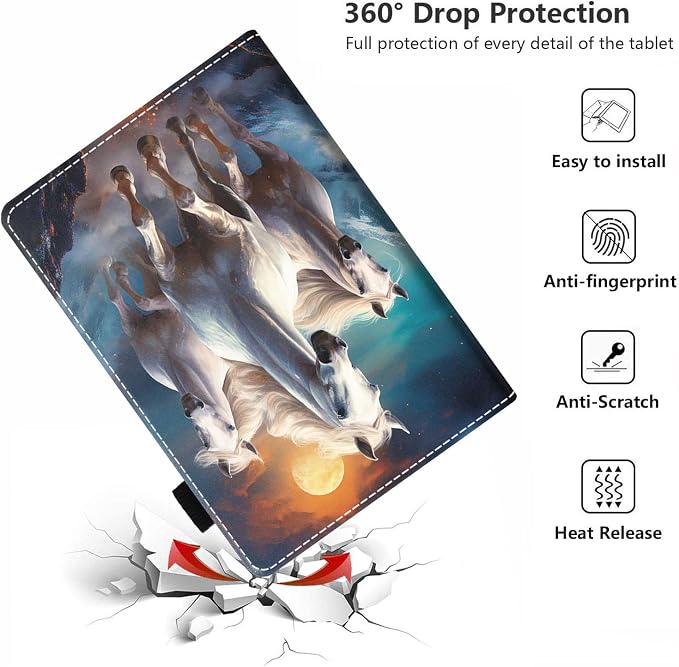 Case for Amazon Kindle Fire HD 8/Fire HD 8 Plus Tablet (12th/10th Generation 2024/2022/2020 Release) - PU Leather Folio Cover with Smart Auto Wake/Sleep Bald Eagle