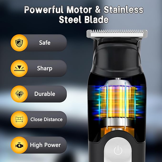 SUNNOW Electric 5-in-1 Body Hair Trimmer - Groin Trimmer for Men -Beard Trimmer for Men - Wet/Dry Shaver Groomer, Waterproof with LED Light, Gifts for Husband Father