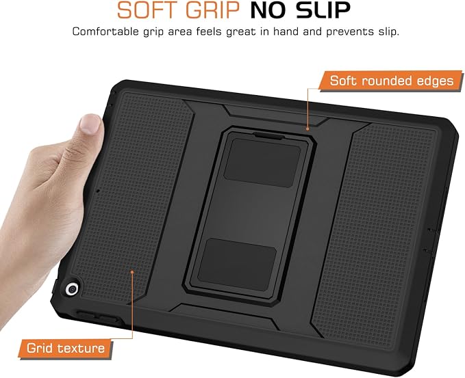 MoKo Shockproof Case Fit 2018/2017 iPad 9.7 6th/5th Generation Black | Heavy Duty Shockproof Full Body Rugged Hybrid Cover with Built-in Screen Protector for Apple iPad 9.7 Inch 2018/2017