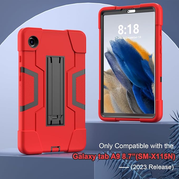 case for Galaxy Tab A9 8.7 2023 Case Hard PC Soft Silicone Kickstand Rugged Heavy Duty High Impact Protective Case for Samsung Galaxy Tab A9 8.7 Inch 2023 SM-X110 SM-X115 Black