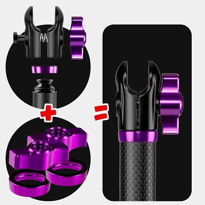 Tackform 10 Long 20mm Ball and Socket Arm DuraLock 20 Series Aluminum Tube Arm | Dual 20mm Sockets and Optional Anti-Theft Knobs | Black