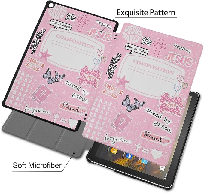 Case for Amazon Fire HD 10 Tablet (7th and 9th Generation 2017 and 2019 Release) Lightweight PU Leather Stand Cover with Auto Wake/Sleep Book and Flowers