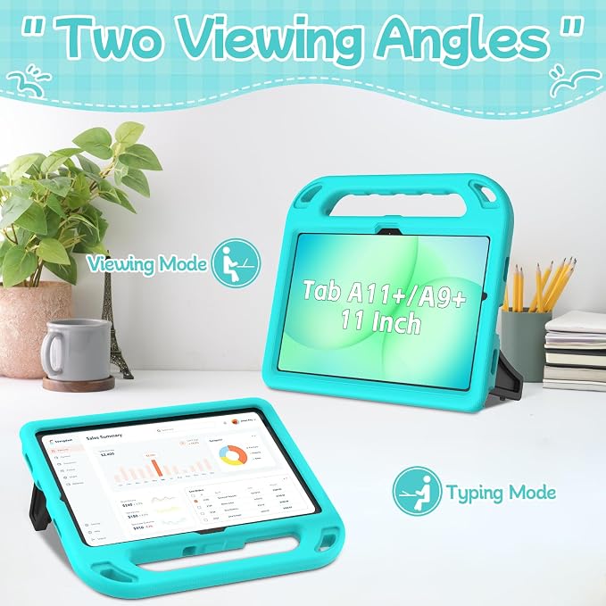 BMOUO Kids Case for Samsung Galaxy Tab A11+ Plus 11” 2026/A9+ Plus 2023 11 inch Tablet with Screen Protector Shockproof Lightweight Stand Handle Galaxy Tab A11 Plus/A9 Plus Case for Kids Black
