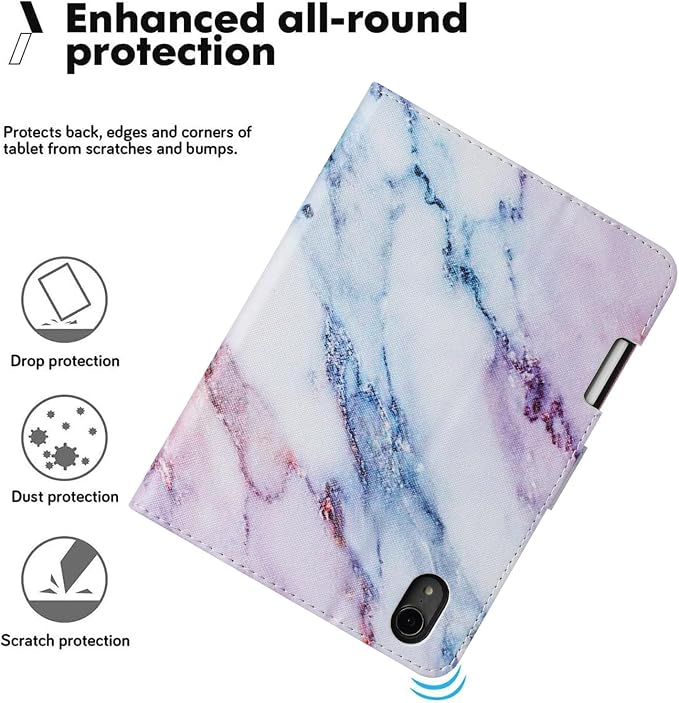 Case for iPad mini 7 A17 Pro &amp iPad mini 6 (2024/2021) Built-in Pencil Holder Premium PU Leather Folio Stand Smart Protective Cover Multi-Viewing Angles and Auto Wake/Sleep - Beach