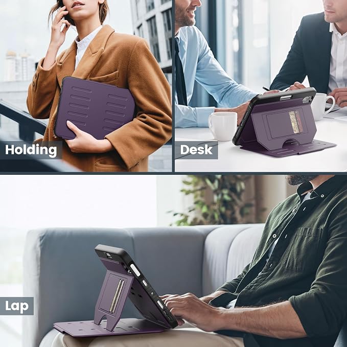 Case for iPad mini 7 (A17 Pro) 2024/ Mini 6 8.3'' with Pencil Holder Screen Protector [360 Rotating Hand Strap] &ampStand &ampShoulder Strap Shockproof Case for iPad mini 7th/6th Generation Purple
