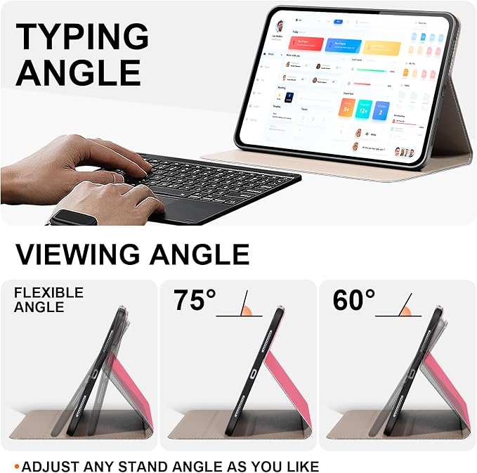 Leather Case for iPad Air 11 M2/M3/M4 &amp 10.9 4th/5th Gen Black | 2024-2026 2020/2022 Protective Shockproof Smart Cover Adjustable Stand Auto Wake/Sleep and Multiple View Angles