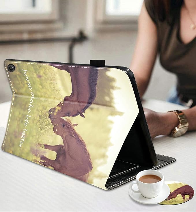 Case for Kindle Fire HD 8/Fire HD 8 Plus Tablet (12th/10th Gen 2022/2020 Release) - Slim Lightweight PU Leather Stand Cover with Auto Wake/Sleep Celestial Theme Sun with Crescent Moon
