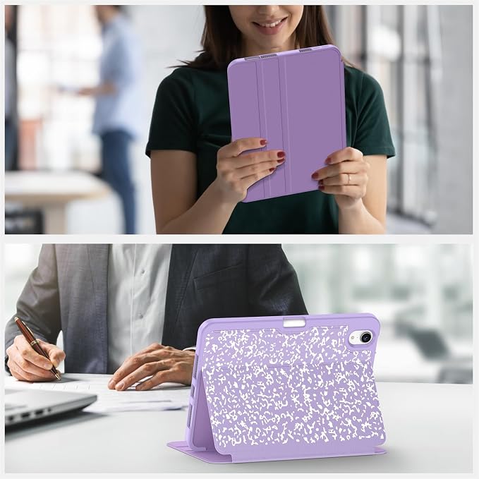 Case for iPad mini 7 (A17 Pro) 2024/Mini 6 2021 8.3-Book Black | Slim Lightweight Folio Stand Case Auto Wake/Sleep Soft TPU Back Cover with Pencil Holder for iPad mini 7th/6th Generation