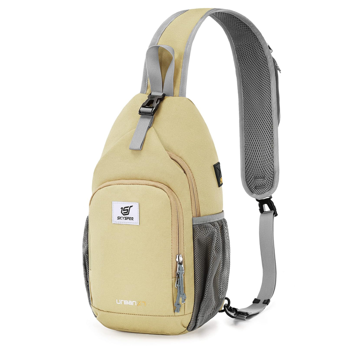 SKYSPER Sling Bag RFID Crossbody Sling Backpack Cross Body Shoulder Bag Travel Hiking Daypack for Women Men(Khaki)