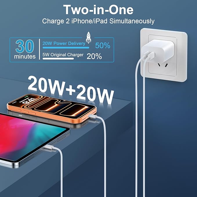 USB C Charger for iPhone 17/16/15 Pro Max Charger Fast Charging 10FT, 20W C Charge Block with USB C to C Cord Cable Compatible for iPhone 17 16 15 Pro Max/17 16 15 Pro/17 16 15 Plus/17 16 15