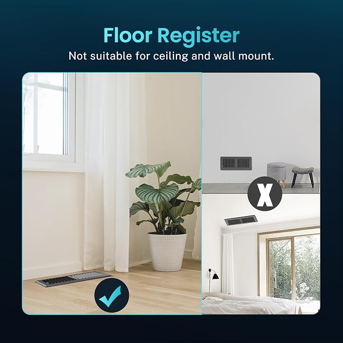 Floor Register 4 x 10 Inch, HG Power 2 Pack Heavy Duty Floor Vent Covers