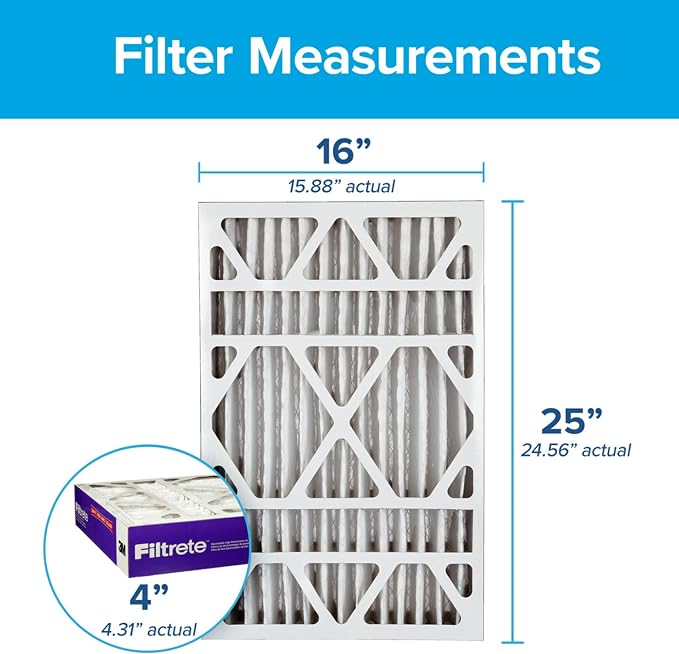 Filtrete 16x25x4 AC Furnace Air Filter, MPR 1550, MERV 12, Fits Lennox &