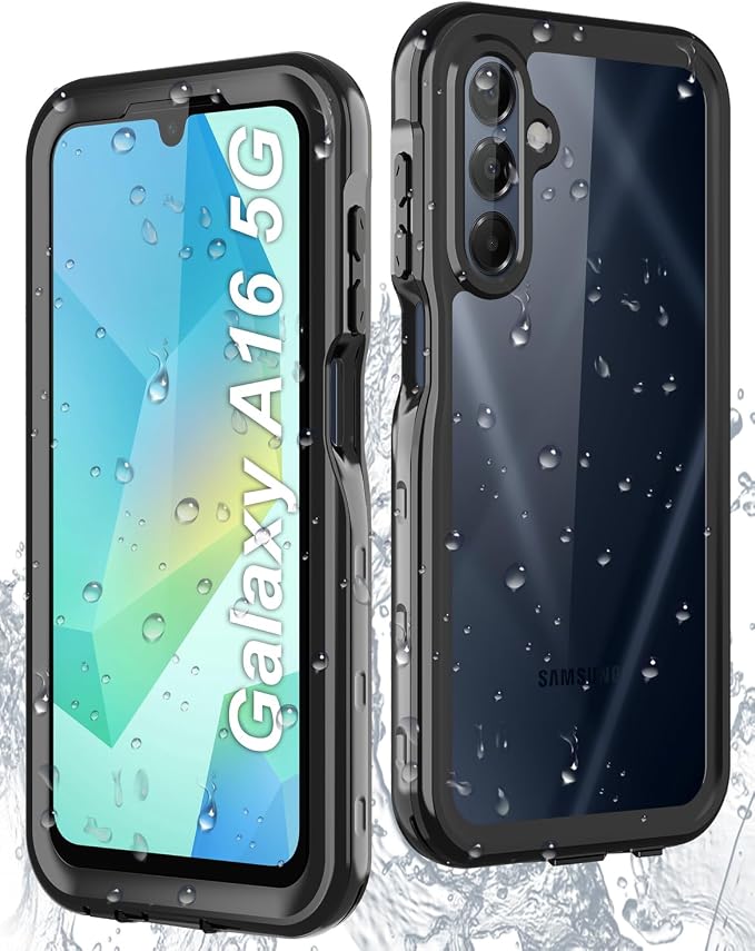 for Samsung Galaxy A16 5G Case IP68 Waterproof Built-in Screen Protector [Full Body Shockproof] Dustproof Underwater Protective Phone Case for Samsung A16 5G (Black)