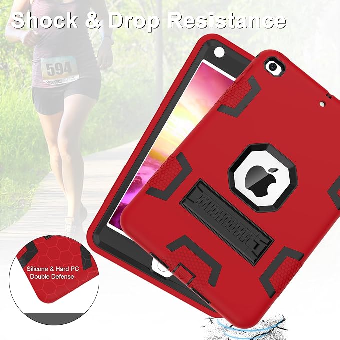 CCMAO iPad mini 5 Case 2019 iPad mini 4 Case 2015 Heavy Duty Shockproof Hybrid Protective Cover for iPad mini 5th/4th Generation 7.9 inch Purple+Green