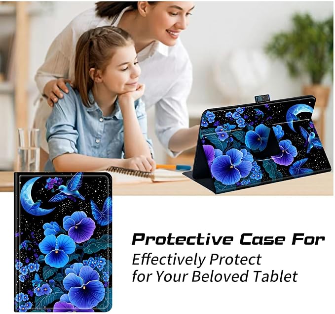 for Walmart Onn 10.1 2024 Onn 10.1 Gen 4 Universal Tablet Case 360 Degree Rotating Kickstand Protective Stand Case with Multiple Viewing PU Leather Shell Case Black Book Cat