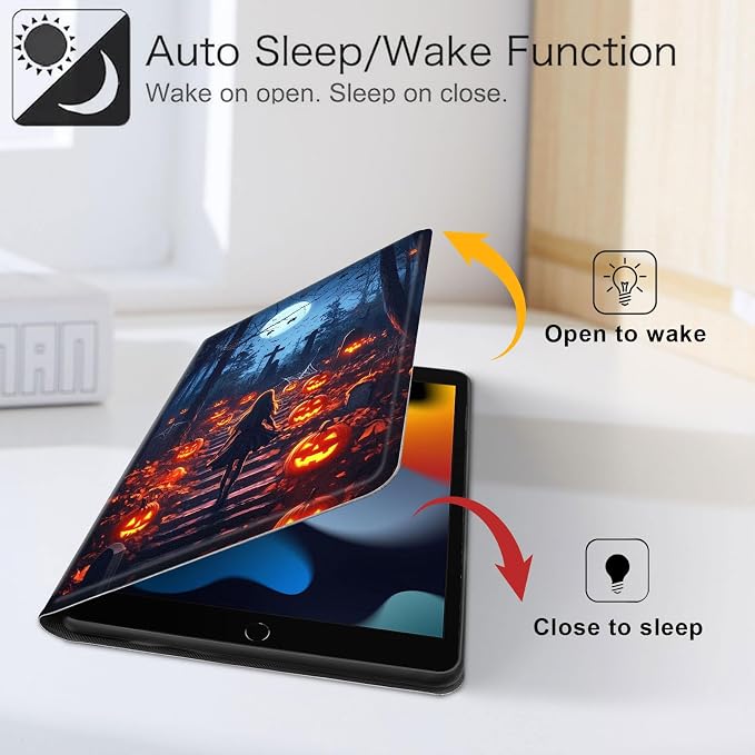 for iPad 11th Generation (A16 2025) 11 / iPad 10th Gen 10.9 2022 Case 360° Rotating PU Leather Stand Cover with Auto Sleep/Wake Shockproof TPU Backl Raccoon Perched