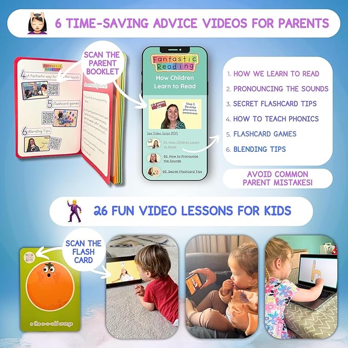 Phonics Flash Cards for Kids Ages 4-8 - Fantastic Alphabet Flash Cards Without Pictures - Engaging ABC Cards for Preschool, Kindergarten and Kids - Educational Letter Cards for Toddlers