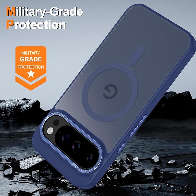 Magnetic for Google Pixel 9 Pro XL Case, [Military Grade Drop Protection] [Compatible with MagSafe] Shockproof Slim Translucent Matte Anti-Slip for Women Girls Men Case, Dark Blue