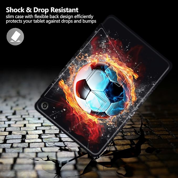 Case for Kindle Fire 7 Tablet (12th Generation 2022 Release) Baseball Theme 360 Degree Rotating Stand Protective Cover with Auto Sleep/Wake for Fire 7 2022 Tablet