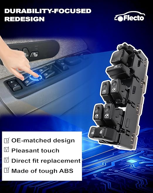 Flecto Master Power Window Switch Driver Side 15883323 with Door Lock Compatible with 2003-2007 Chevy Silverado, GMC Sierra Yukon Cadillac Escalade, Replace DWS-220 901-075