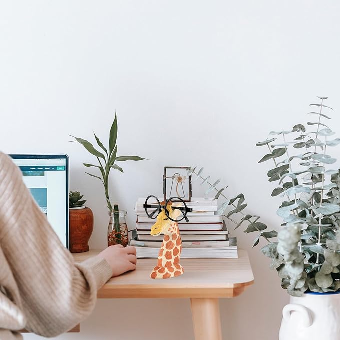 Giraffe Shaped Glasses Display Rack Wooden Eyeglasses Holder Desktop Storage Stand Animal Design Eyewear Organizer for Home Office