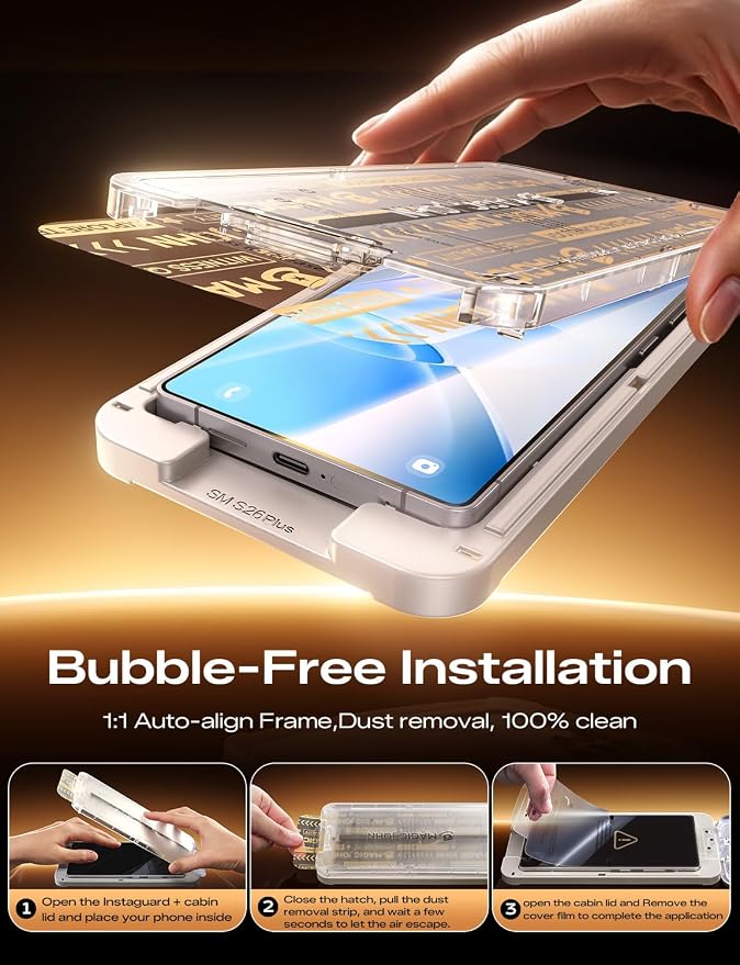 MAGIC JOHN 2 Pack 3rd Gen Screen Protector for Samsung Galaxy S26 | One-Pull Easy Install Smooth Touch Auto-Align Screen Support Fingerprint Unlock 9H Glass Anti-Scratch