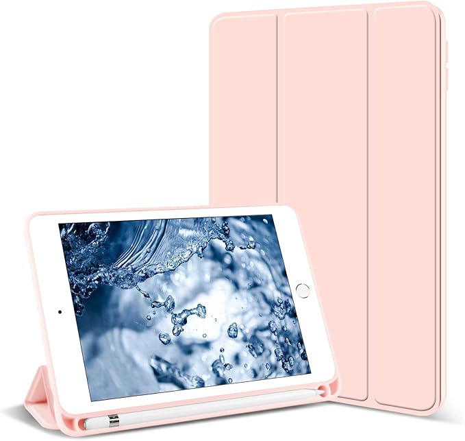 Aoub Case for iPad mini 5 2019 7.9 inch with Pencil Holder Black | for iPad mini 5th Generation 7.9 inch Auto Sleep/Wake Slim Lightweight Trifold Stand Smart Cover Soft TPU Back Case
