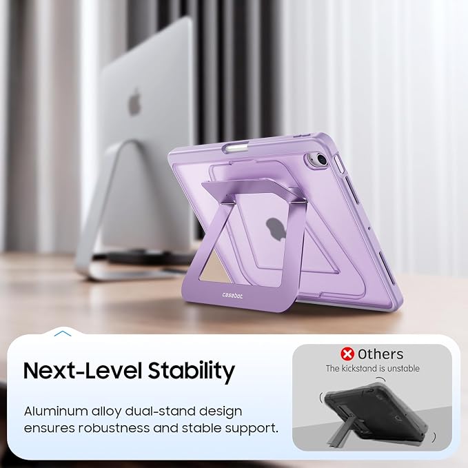Fintie Shockproof Case for iPad Air 11-inch &amp iPad Air 5th/4th Gen 10.9 in | Slim Frosted Hard Back Cover Multi-Angle Viewing Built-in Kickstand &amp Pencil Holder Anti-Scratch Black