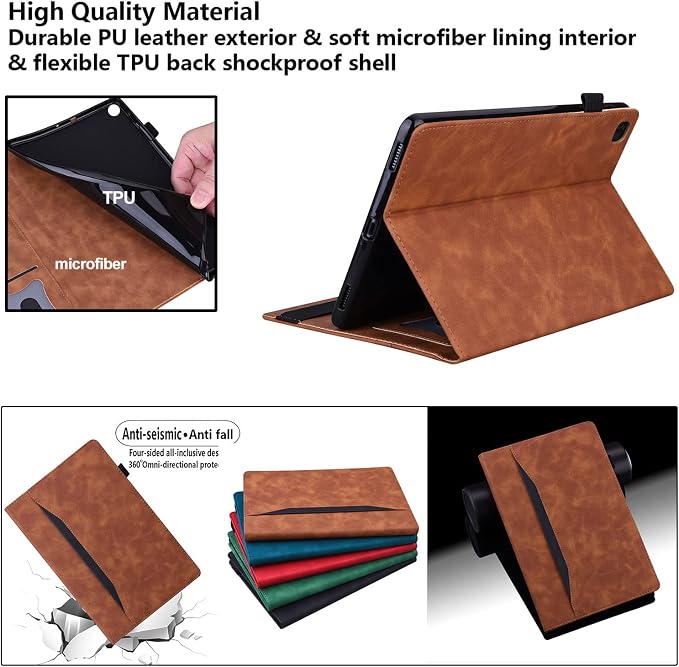 Fire HD 8 Case Slim Folding Stand Auto Wake/Sleep Wallet Case with Cards/Cash Holder for Amazon Fire HD 8(8th/7th/6th Gen 2018/2017/2016 Release)-Black