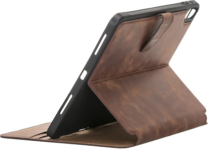 Genuine Leather Handmade iPad 10.2 Magnetic Closure Case with Separeted Compartments and Card Slots for Women &amp Men (8th Gen 2020) (7th Gen 2019) (Black)