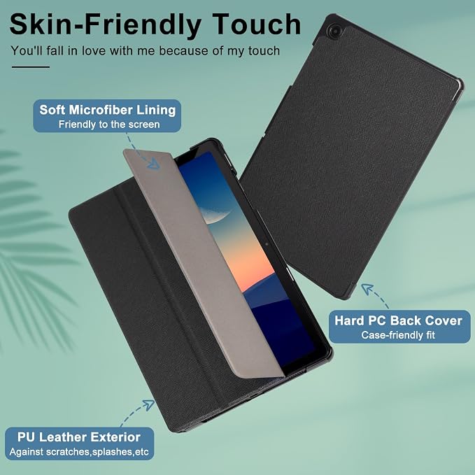Caweet Case for Samsung Galaxy Tab A9+ / A9 Plus 11 Inch 2023 Ultra Slim Lightweight Hard Back Shell Tri-Fold Stand Cover with Atuo Sleep/Wake Almond Blossom