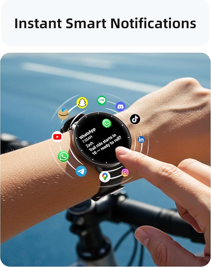 Parsonver Smart Watch for Swimming, 5ATM Waterproof Watch for Pool & Open Water, AI Swim Analysis, Built-in GPS & Compass, AMOLED Fitness Trackers 100+ Sports Modes, Heart Rate & Sleep Monitor, Black