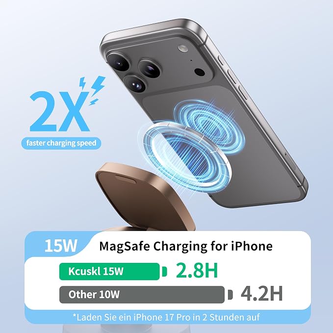 4 in 1 Magnetic Wireless Charging Station15W Fast Charging with Night Light for MagSafe Charger Stand3 in 1 Wireless Charger for iPhone 17/16/15/14/13 Pro MaxApple Watch &amp AirPodsSand Gold