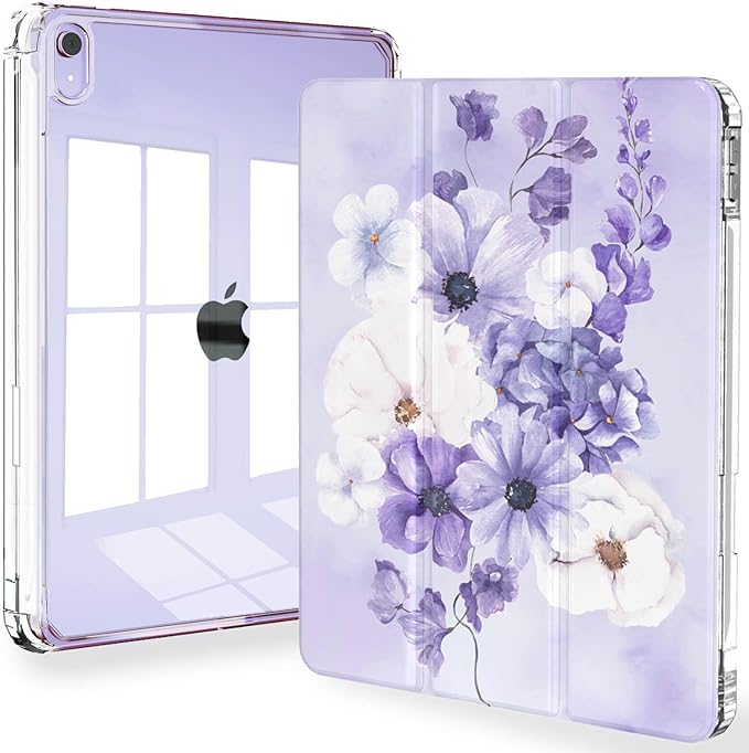 Feams Case for iPad mini 7 A17 Pro 2024/iPad Mini 6 2021 Slim Lightweight Trifold iPad mini 7 A17 Pro Case 8.3 Inch 2024 Clear Back Cover with Pencil Holder &amp Auto Sleep Blue Bow