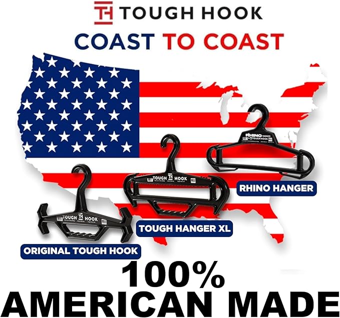 Tough Hook Original Heavy Duty Hangers – The Superhero of Hangers USA-Made, Anti-Slip ABS Resin Tactical Hanger for Police Gear, Scuba Gear & Dive BCD – DuraResin 200-lb Cap Wetsuit Hanger, 1 Gray