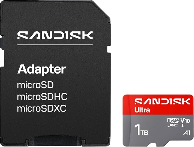 SANDISK 1TB Ultra microSD UHS-I Card - Up to 195MB/s Read Speed, Full HD Video, V10, U1, C10, A2 - SDSQUJQ-1T00-GZ6MA