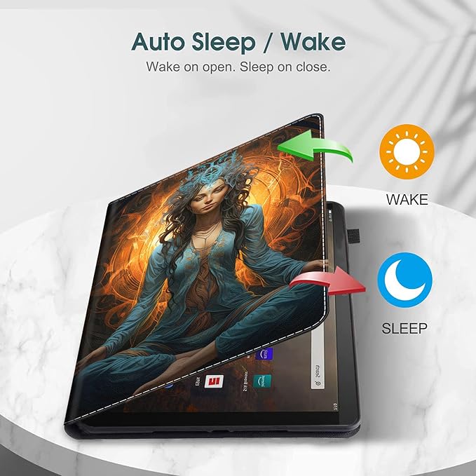 Case for All-New Amazon Fire HD 10 and 10 Plus Tablet (13th/11th Generation 2023/2021 Release) 10.1 Multi-Angle Smart Stand Cover Auto Sleep/Wake Skull and Fire
