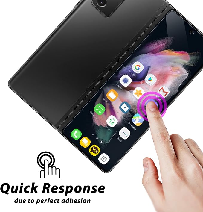 DOME GLASS Whitestone Screen Protector for Galaxy Z Fold 3 2021 Full Tempered Glass Shield with Liquid Dispersion Tech with UV lamp [Easy to Install Kit] - 2 Pack
