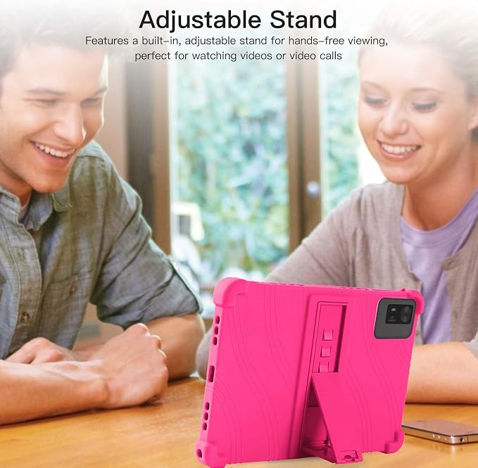 Case for HUION Kamvas Slate 11 Tablet 10.95 inchSoft Silicone Protector CoverKids FriendlyAdjustable Stand Tablet Cover4 Corners Thicken ShockproofPink