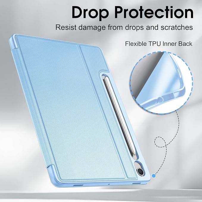 Fintie Case for Samsung Galaxy Tab S10 Lite/S10 FE/S9 FE 10.9''/S9 11Blue | Multiple Angle Stand Slim Shield Soft TPU Back Shell Cover S Pen Holder Auto Wake/Sleep