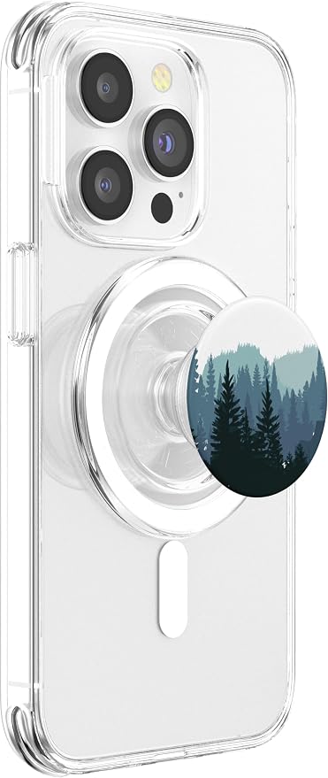 Pine Tree mountain scene Teal forest pattern for women men PopSockets Swappable PopGrip