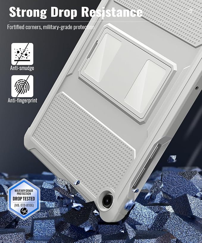 MoKo Shockproof Case Fit Samsung Galaxy Tab A11+ Plus/ A9+ 11 Inch | Full Body Rugged Stand Back Cover with Built-in Screen Protector for Galaxy Tab A11+/ A9+ Tablet Light Gray